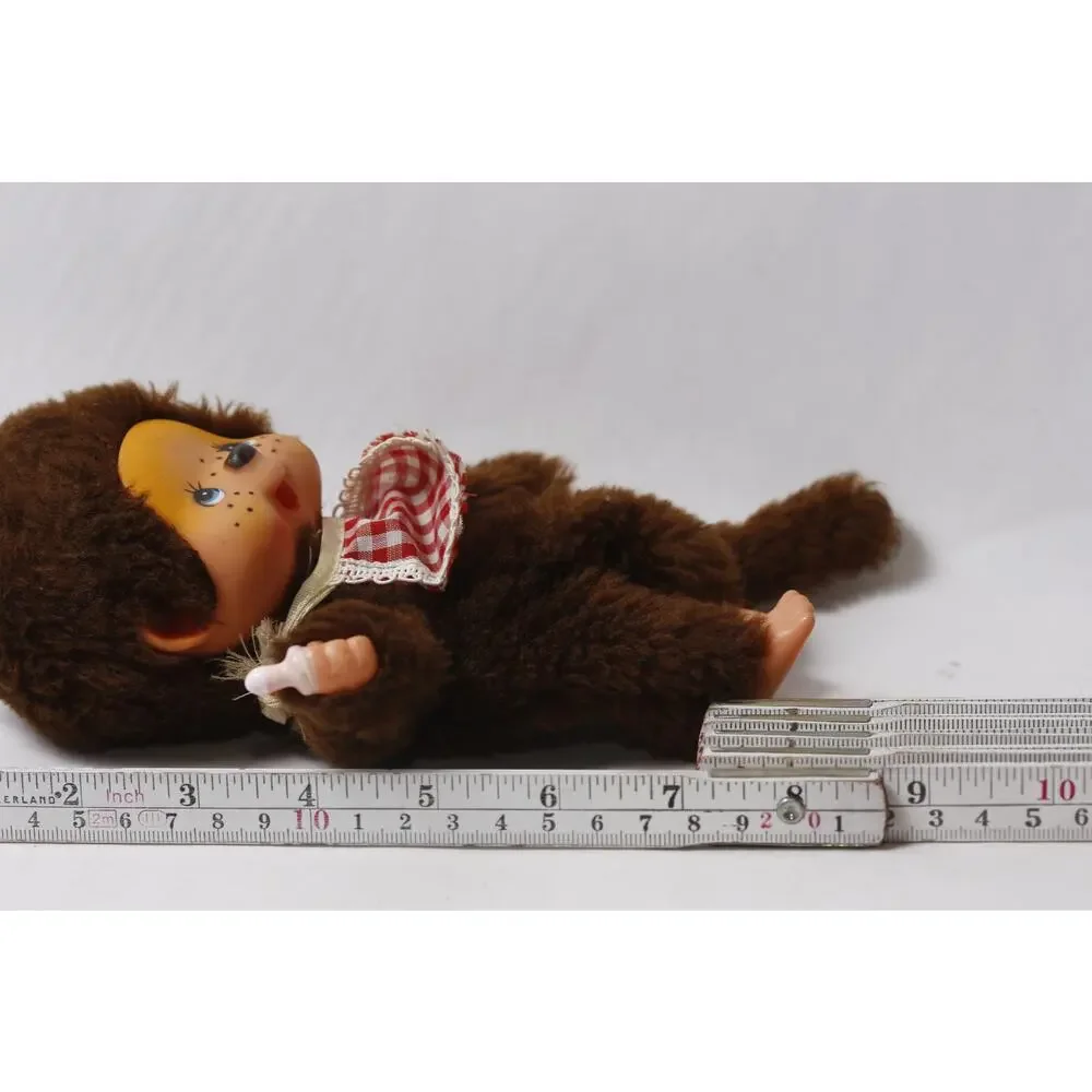Sekiguchi Monchhichi Brown Plush Monkey Doll with a Bib ~ 260826-WH 1252